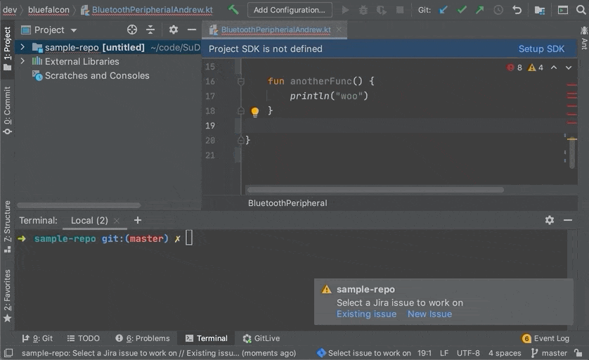 Selecting issue in JetBrains