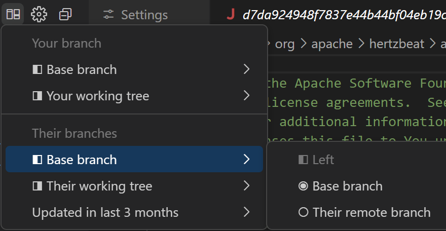 Your branch view options in VSCode
