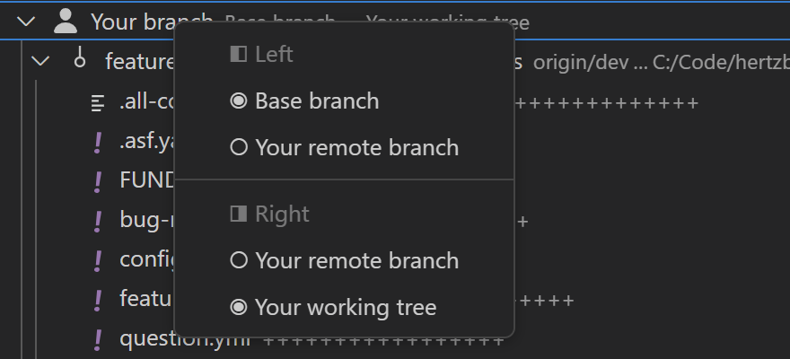 Your branch view options in VSCode