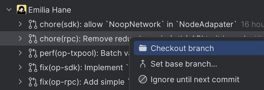 Checkout branch in Jetbrains